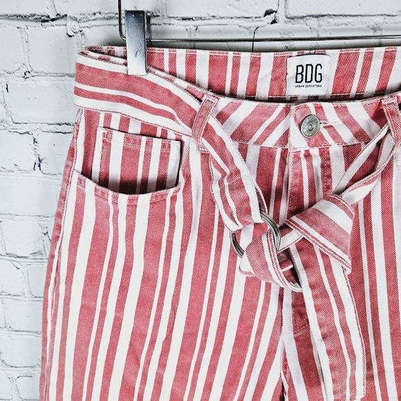 BDG URBAN OUTFITTERS | striped high rise belted wide leg cropped jeans - Picture 2 of 8